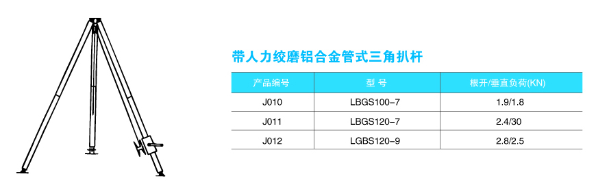 带人力绞磨铝合金管式三角扒杆1