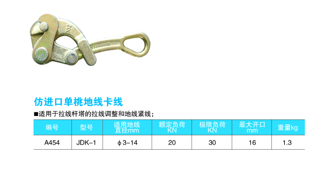 仿进口单桃地线卡线