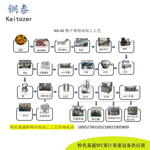 45佛手果柑鲜榨冷冻果浆核心设备
